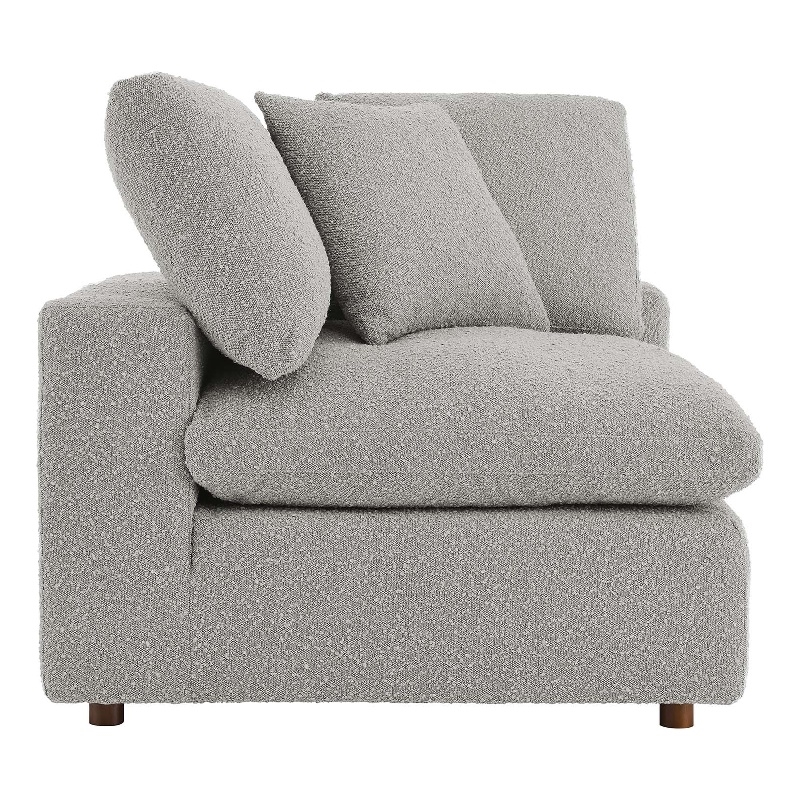 Modway Commix Upholstered Boucle Fabric Corner Chair in Light Gray