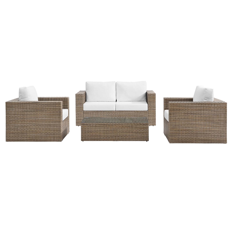 Modway Convene Outdoor 4-Piece Synthetic Rattan Furniture Set in White