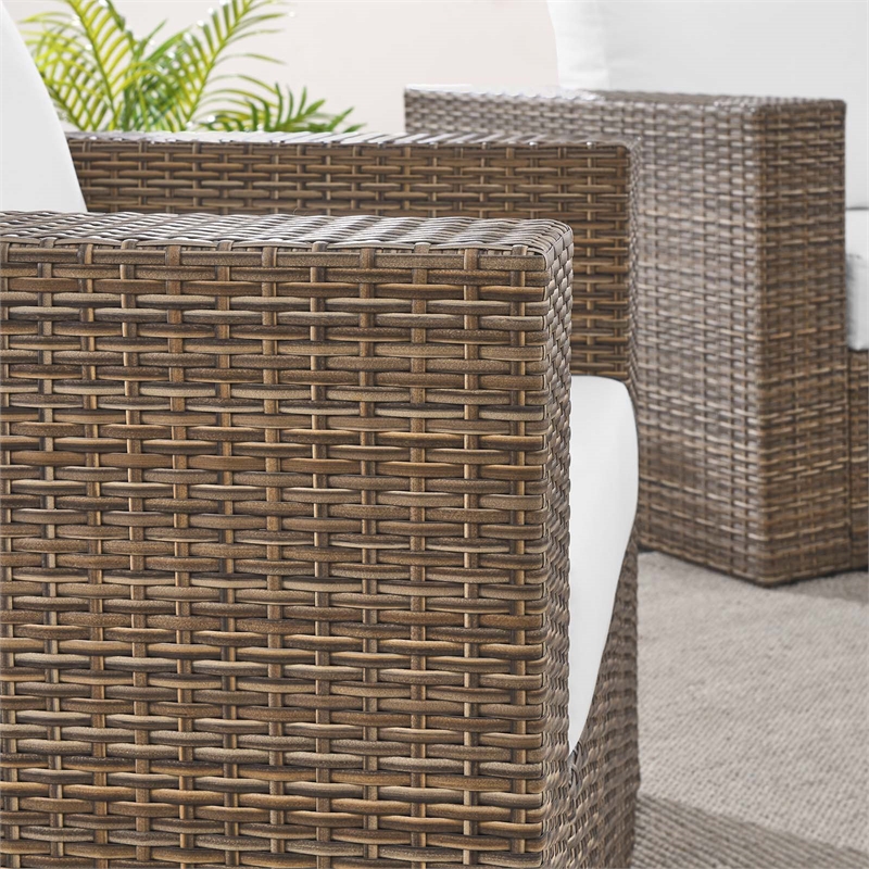 Modway Convene Outdoor 4-Piece Synthetic Rattan Furniture Set in White