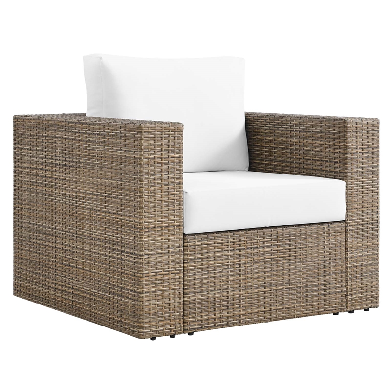 Modway Convene Outdoor 4-Piece Synthetic Rattan Furniture Set in White