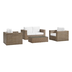Modway Convene Outdoor 4-Piece Synthetic Rattan Furniture Set in White