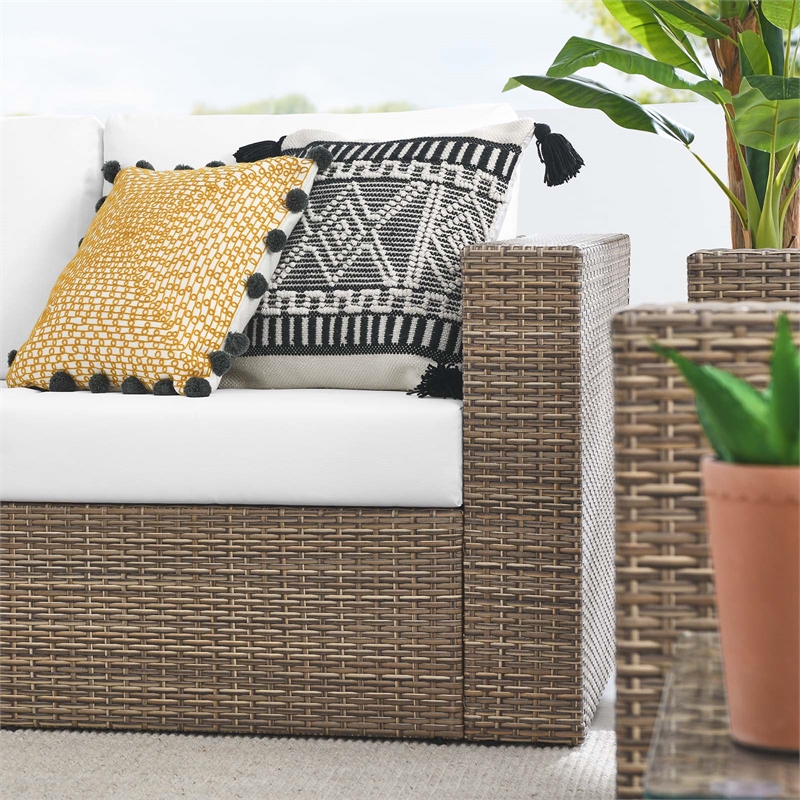 Modway Convene Outdoor 5-Piece Synthetic Rattan Furniture Set in White