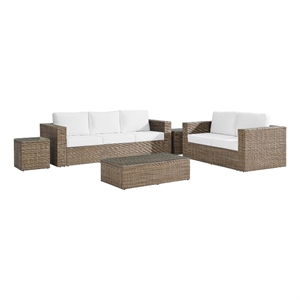 Modway Convene Outdoor 5-Piece Synthetic Rattan Furniture Set in White