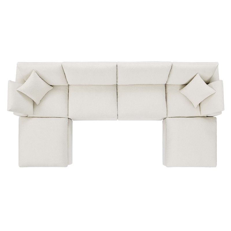 Modway Commix 6-Piece Upholstered Boucle Fabric Sectional Sofa in Ivory