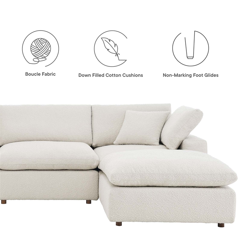 Modway Commix 6-Piece Upholstered Boucle Fabric Sectional Sofa in Ivory
