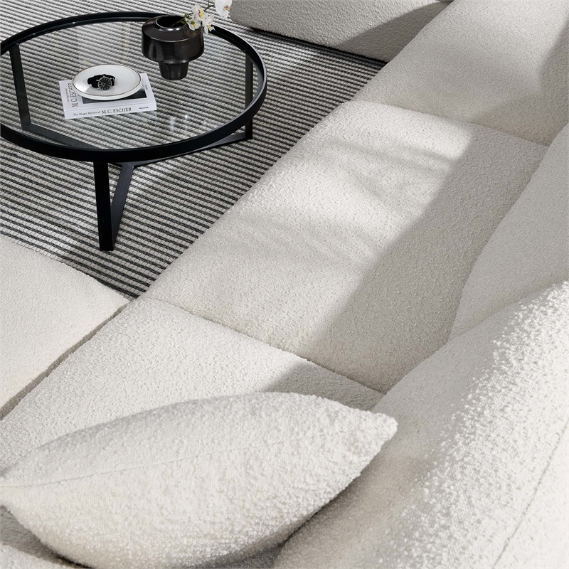 Modway Commix 6-Piece Upholstered Boucle Fabric Sectional Sofa in Ivory