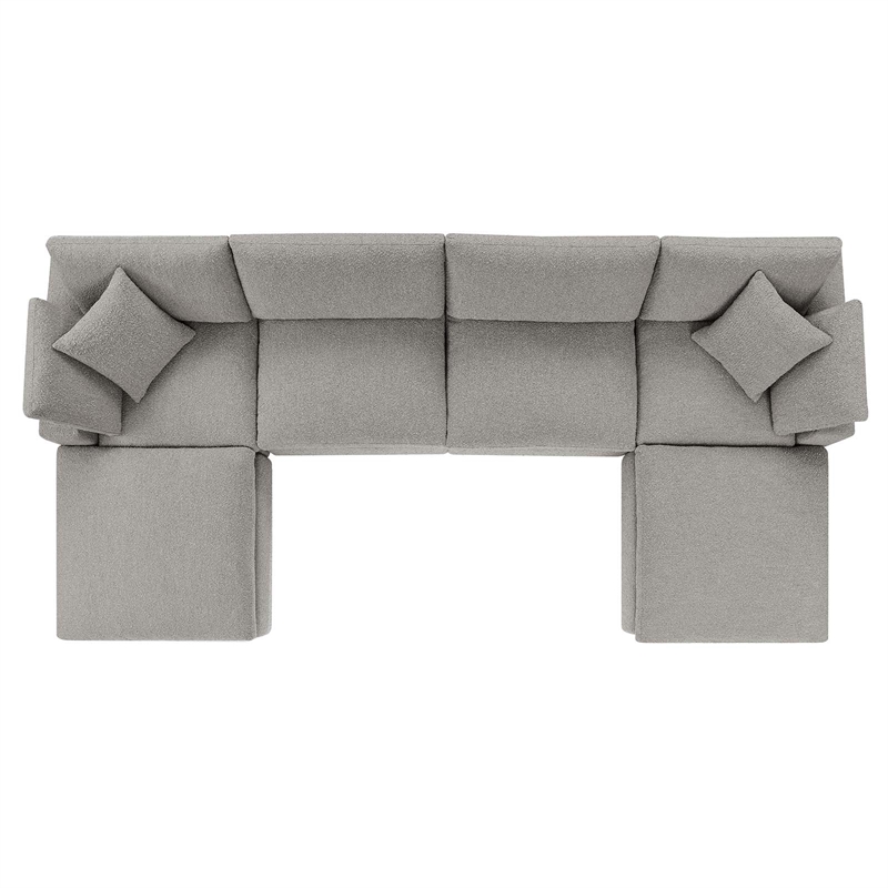 modway commix 6-piece upholstered boucle fabric sectional sofa in light gray