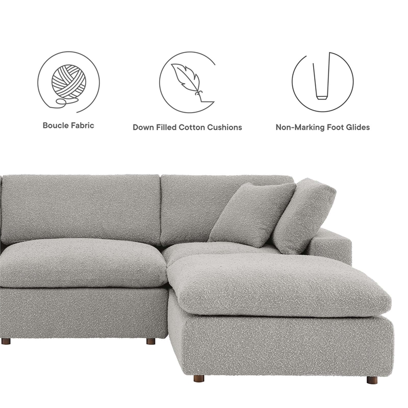 modway commix 6-piece upholstered boucle fabric sectional sofa in light gray