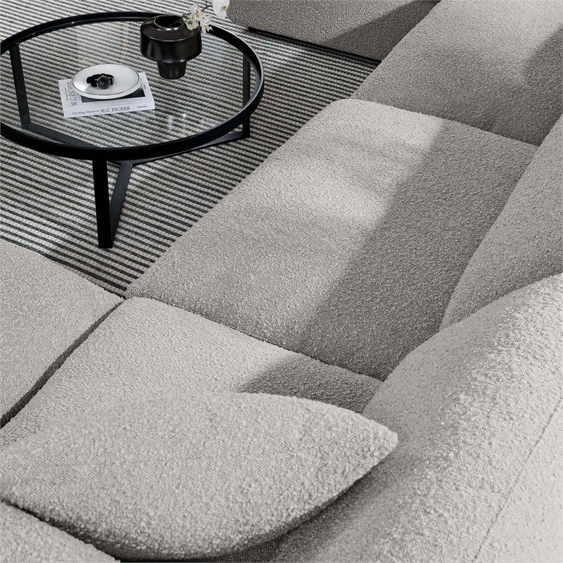 modway commix 6-piece upholstered boucle fabric sectional sofa in light gray