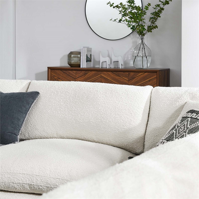 Modway Commix 5-Piece Upholstered Modern Fabric Sectional Sofa in Ivory