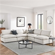 Modway Commix 5-Piece Upholstered Modern Fabric Sectional Sofa in Ivory