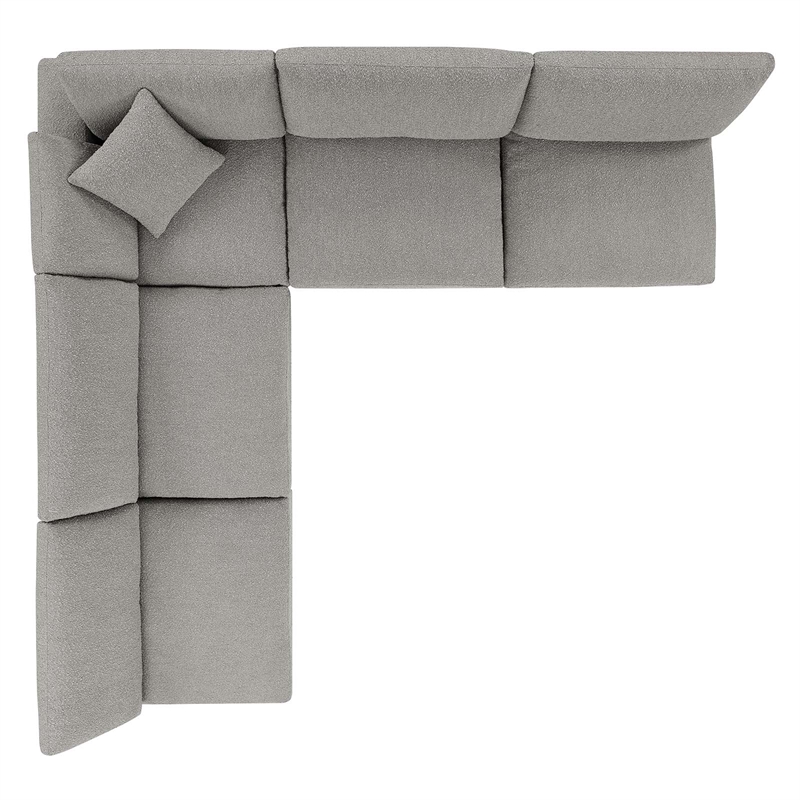 Modway Commix 5-Piece Upholstered Modern Fabric Sectional Sofa in Light Gray
