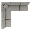 Modway Commix 5-Piece Upholstered Modern Fabric Sectional Sofa in Light Gray
