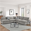 Modway Commix 5-Piece Upholstered Modern Fabric Sectional Sofa in Light Gray