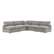 Modway Commix 5-Piece Upholstered Modern Fabric Sectional Sofa in Light Gray