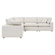Modway Commix 5-Piece Upholstered Fabric & Wood Sectional Sofa in Ivory