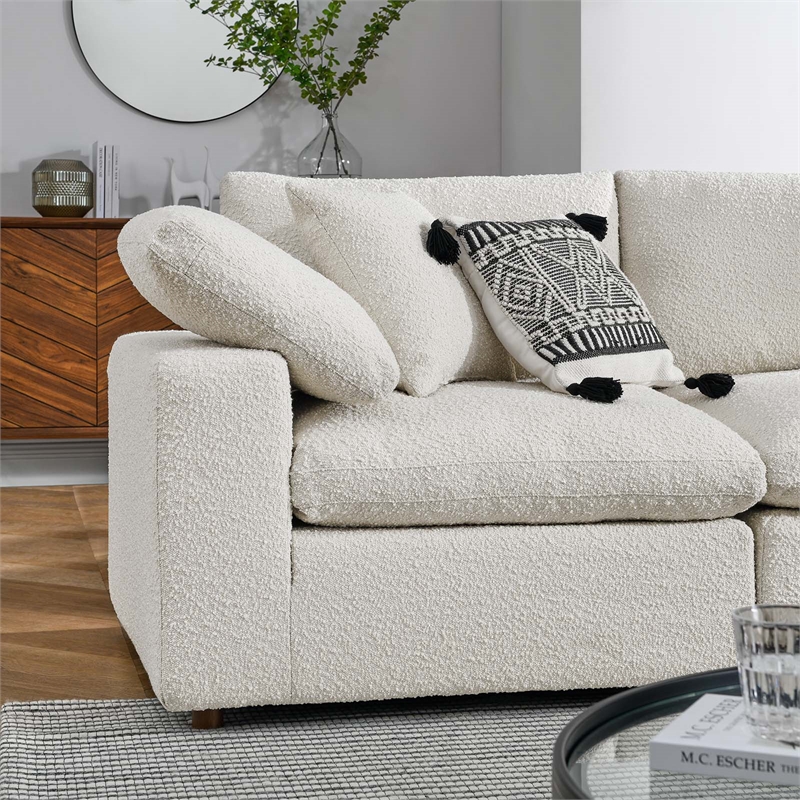 Modway Commix 5-Piece Upholstered Fabric & Wood Sectional Sofa in Ivory
