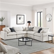 Modway Commix 5-Piece Upholstered Fabric & Wood Sectional Sofa in Ivory