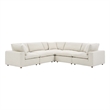 Modway Commix 5-Piece Upholstered Fabric & Wood Sectional Sofa in Ivory