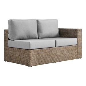 Modway Convene Outdoor Right-Arm Synthetic Rattan Loveseat in Cappuccino/Gray