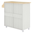 Modway Wood Cuisine Kitchen Cart with Full-Glide Drawers in White/Natural
