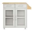 Modway Wood Cuisine Kitchen Cart with Full-Glide Drawers in White/Natural