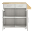 Modway Wood Cuisine Kitchen Cart with Full-Glide Drawers in White/Natural