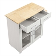 Modway Wood Cuisine Kitchen Cart with Full-Glide Drawers in White/Natural