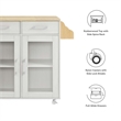 Modway Wood Cuisine Kitchen Cart with Full-Glide Drawers in White/Natural