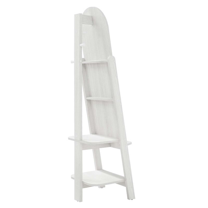 Modway Ascend Modern Wood Standing Mirror with Open Shelves in White