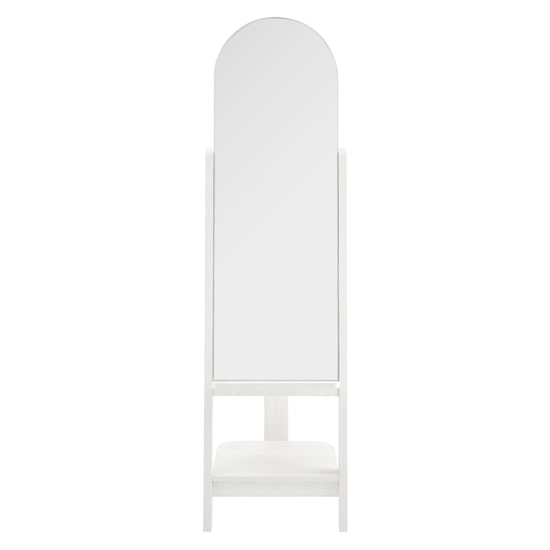Modway Ascend Modern Wood Standing Mirror with Open Shelves in White