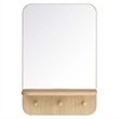Modway Lumina Modern Wood Mirror with Three Hanging Pegs in Oak