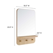 Modway Lumina Modern Wood Mirror with Three Hanging Pegs in Oak