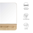 Modway Lumina Modern Wood Mirror with Three Hanging Pegs in Oak