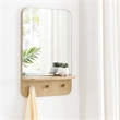 Modway Lumina Modern Wood Mirror with Three Hanging Pegs in Oak