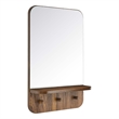 Modway Lumina Modern Wood Mirror with Three Hanging Pegs in Walnut