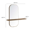 Modway Solstice Rectangular Modern Wood Mirror with Small Shelf in Walnut