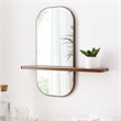 Modway Solstice Rectangular Modern Wood Mirror with Small Shelf in Walnut