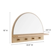 Modway Moonbeam Arched Wood Mirror with Four Hanging Pegs in Oak