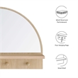 Modway Moonbeam Arched Wood Mirror with Four Hanging Pegs in Oak