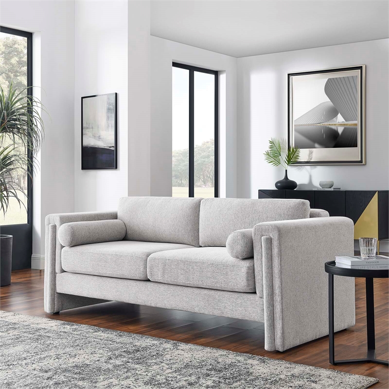 Modway Visible Upholstered Modern Polyester Fabric Sofa in Light Gray