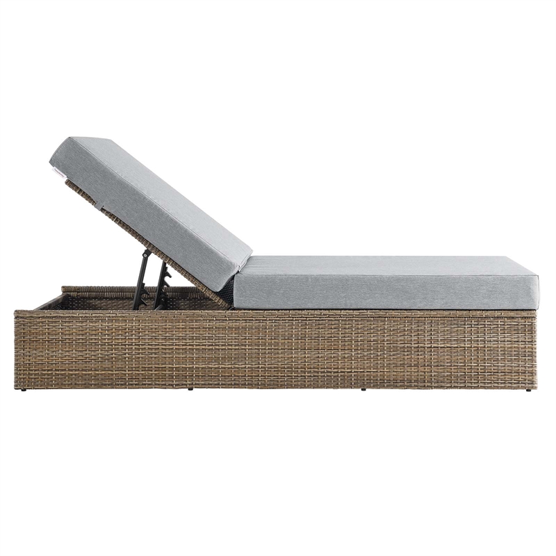 Modway Convene Outdoor Synthetic Rattan Chaise Lounge Chair in Cappuccino/Gray
