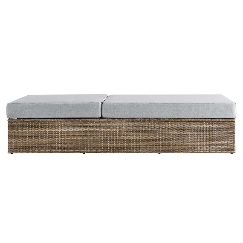 Modway Convene Outdoor Synthetic Rattan Chaise Lounge Chair in Cappuccino/Gray