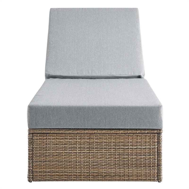 Modway Convene Outdoor Synthetic Rattan Chaise Lounge Chair in Cappuccino/Gray