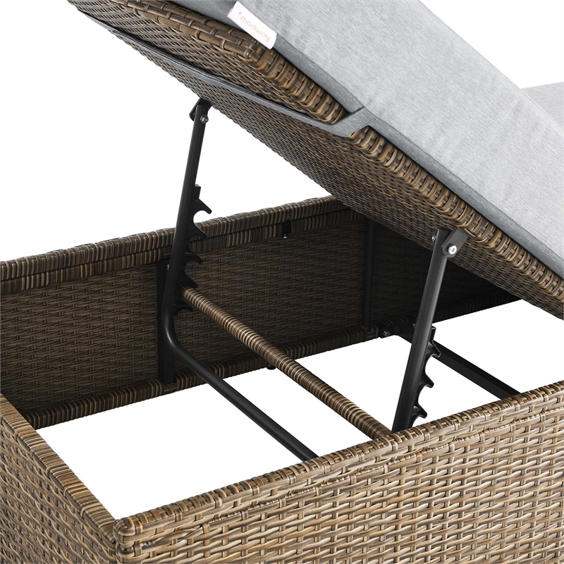 Modway Convene Outdoor Synthetic Rattan Chaise Lounge Chair in Cappuccino/Gray