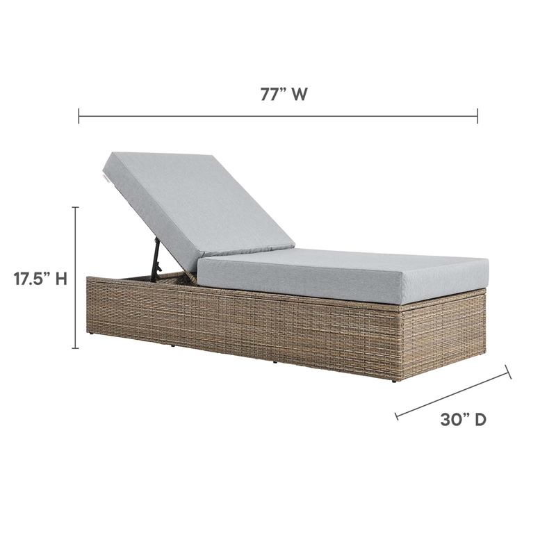 Modway Convene Outdoor Synthetic Rattan Chaise Lounge Chair in Cappuccino/Gray