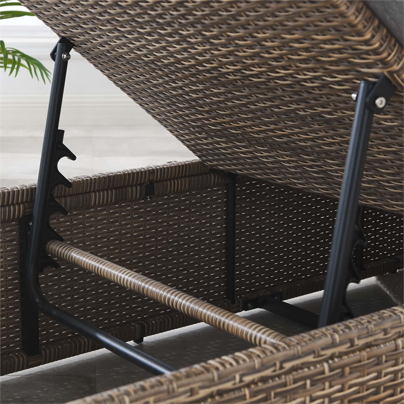 Modway Convene Outdoor Synthetic Rattan Chaise Lounge Chair in Cappuccino/Gray