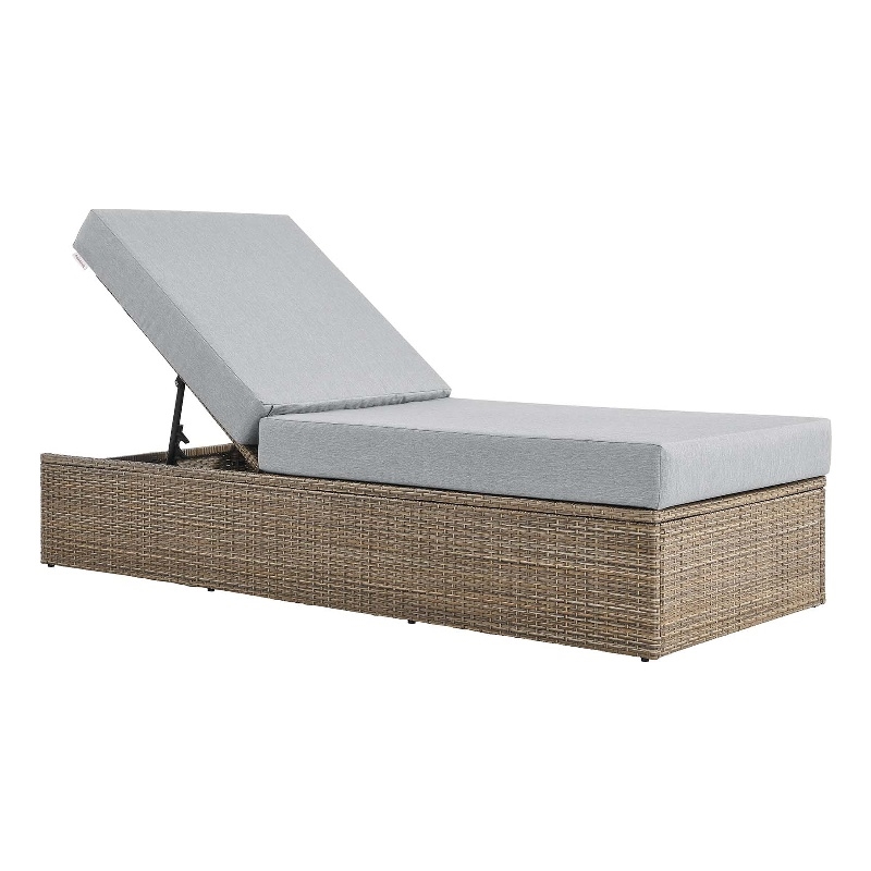 Modway Convene Outdoor Synthetic Rattan Chaise Lounge Chair in Cappuccino/Gray