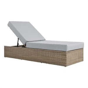 Modway Convene Outdoor Synthetic Rattan Chaise Lounge Chair in Cappuccino/Gray