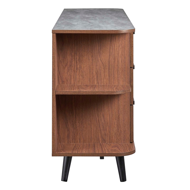 Modway Langston 6-Drawer Wood Sideboard with Splayed Base in Walnut and Gray